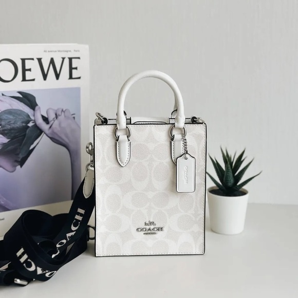 NWT Coach CP011 North South Mini Tote In Signature Canvas Silver/Glacier… - Picture 1 of 12